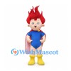 Superhero Mascot Costume with Red Spiky Hair and Cape