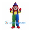 Clown Mascot Costume with Red Hair and Green and Blue Overalls