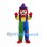 Clown Mascot Costume with Red Hair and Green and Blue Overalls