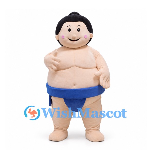 Sumo Wrestler Mascot Costume with Blue Belt