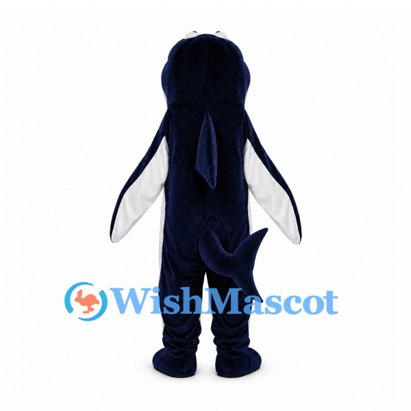 Shark Mascot Costume in Navy Blue and White