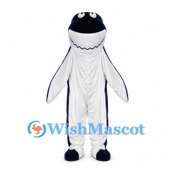 Shark Mascot Costume in Navy Blue and White