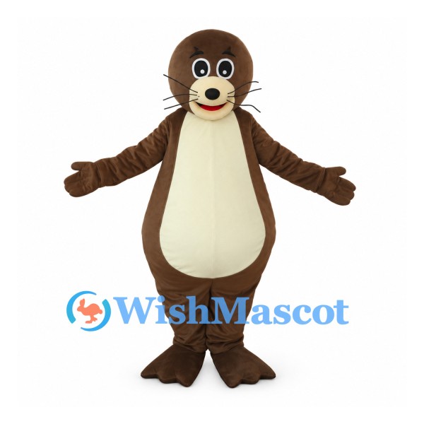 Brown Otter Mascot Costume with Cream Belly