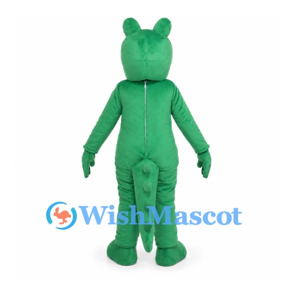 Green Crocodile Mascot Costume with Yellow Segmented Belly