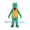 Green Crocodile Mascot Costume with Yellow Segmented Belly
