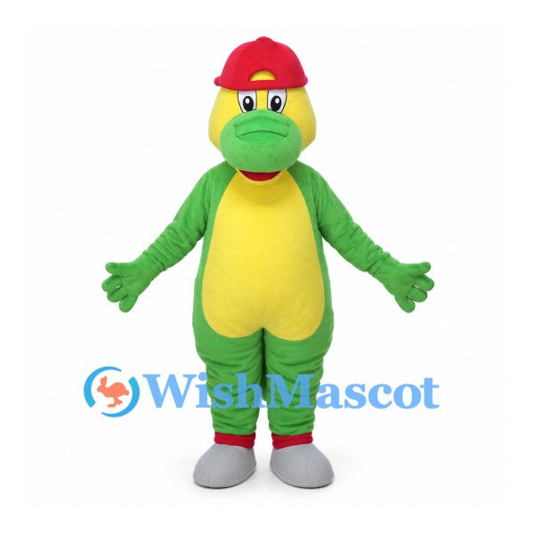 Green Turtle Mascot Costume with Red Cap
