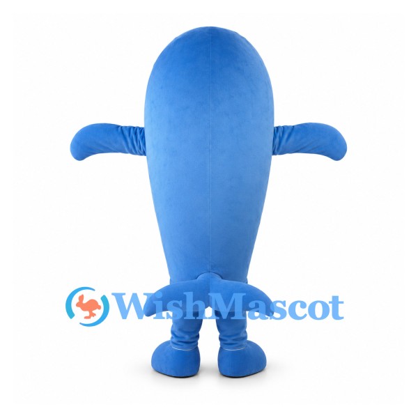 Blue Dolphin Mascot Costume with Long Rounded Body