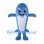 Blue Dolphin Mascot Costume with Long Rounded Body