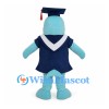 Dolphin Mascot Costume with Navy Graduation Gown and Cap