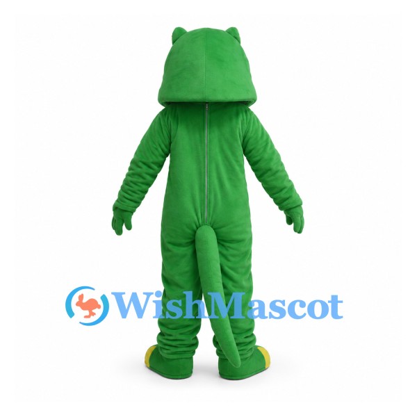 Green Crocodile Mascot Costume with Yellow Belly and Wide Grin