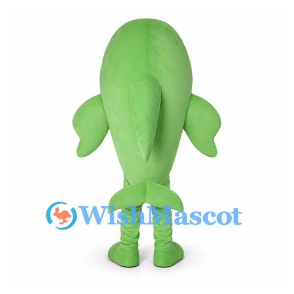 Green Dolphin Mascot Costume with White Belly