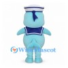 Light Blue Dolphin Mascot Costume with Sailor Hat and Collar