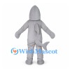 Gray Shark Mascot Costume with White Belly and Side Fins