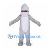 Gray Shark Mascot Costume with White Belly and Side Fins