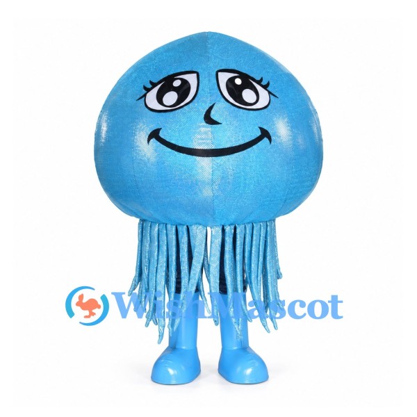 Blue Jellyfish Mascot Costume with Long Tentacles