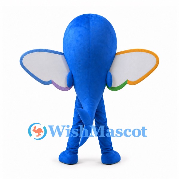 Blue Flying Fish Mascot Costume with Colorful Wing-Like Fins