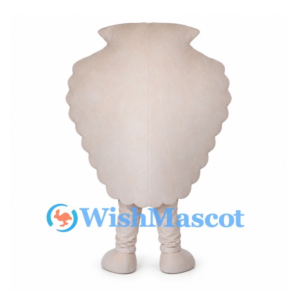 Seashell Mascot Costume in Cream with Smiling Face