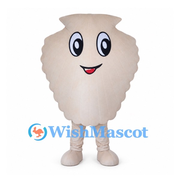 Seashell Mascot Costume in Cream with Smiling Face