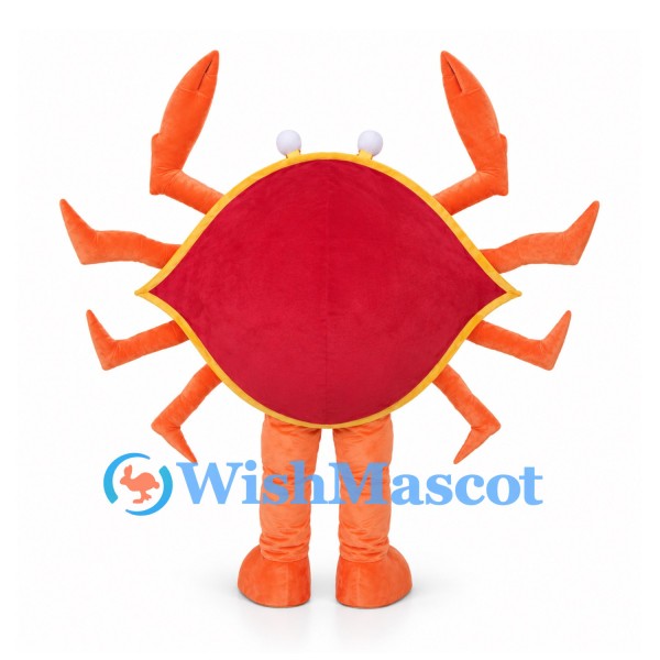 Orange Crab Mascot Costume with Red Shell and Raised Claws
