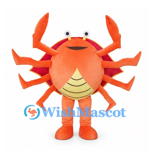 Orange Crab Mascot Costume with Red Shell and Raised Claws
