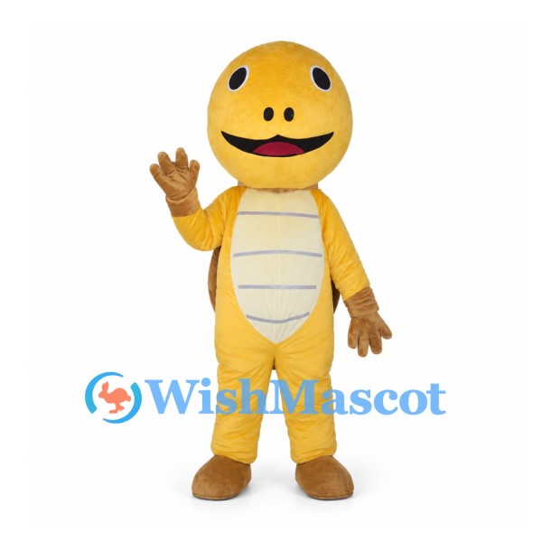 Yellow Turtle Mascot Costume with Brown Shell