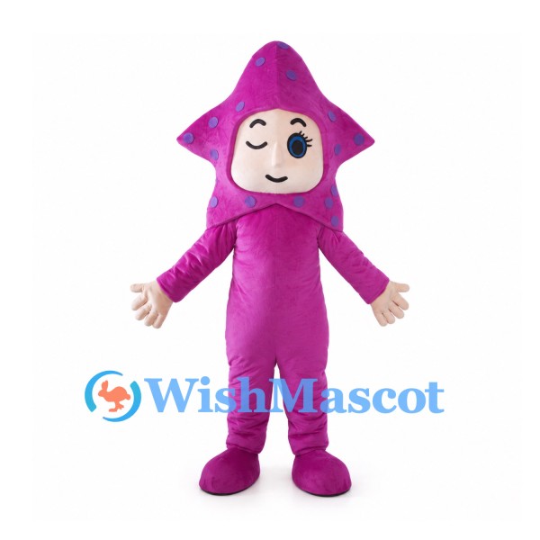 Pink Starfish Mascot Costume with Character Face