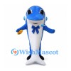 Blue Dolphin Mascot Costume with Bow Tie