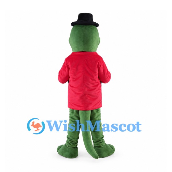 Crocodile Mascot Costume with Red Coat and Accordion