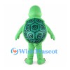 Green Turtle Mascot Costume with Spiral Pattern Shell