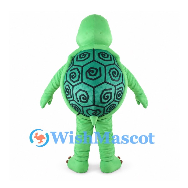 Green Turtle Mascot Costume with Spiral Pattern Shell