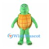Green Turtle Mascot Costume with Spiral Pattern Shell