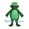 Green Dragon Mascot Costume with Purple Back Spikes