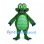 Green Dragon Mascot Costume with Purple Back Spikes