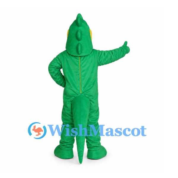Green Crocodile Mascot Costume with Bright Yellow Belly