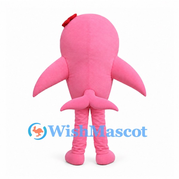 Pink Dolphin Mascot Costume with Gray Belly Patch