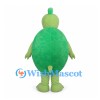 Green Turtle Mascot Costume with Yellow Belly and Round Shell