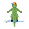 Green Crocodile Mascot Costume with Colorful Cap and Blue Headphones