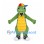Green Crocodile Mascot Costume with Colorful Cap and Blue Headphones