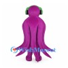 Purple Octopus Mascot Costume with Green Headphones