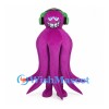 Purple Octopus Mascot Costume with Green Headphones
