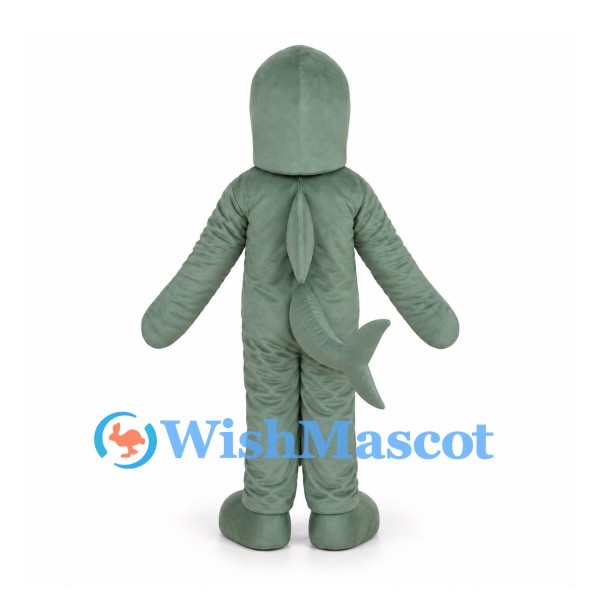 Green Shark Mascot Costume with White Belly