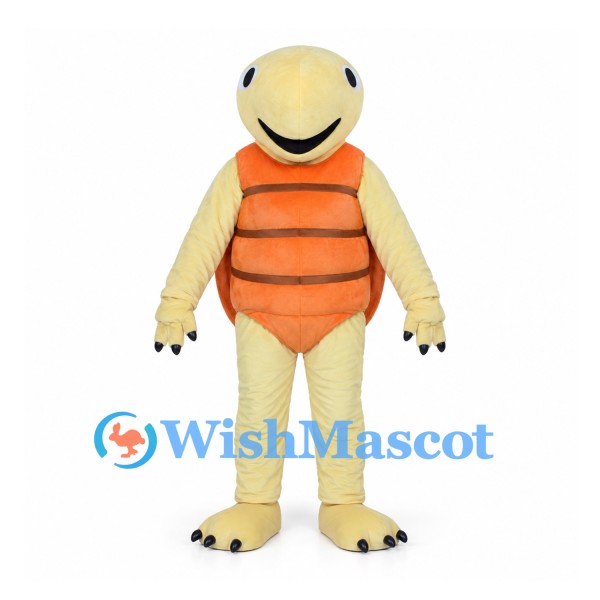 Yellow Turtle Mascot Costume with Orange Shell
