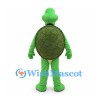 Green Turtle Mascot Costume with Brown Shell