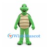 Green Turtle Mascot Costume with Brown Shell