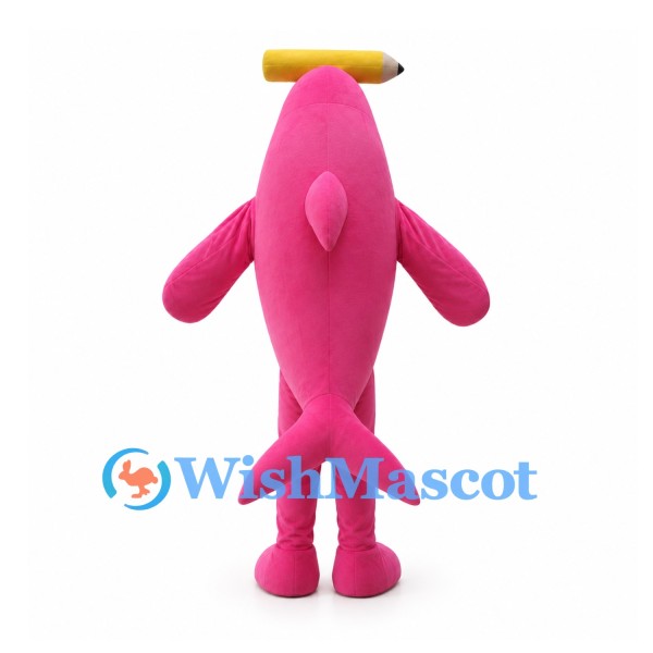 Pink Shark Mascot Costume with Pencil Headpiece