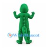 Green Crocodile Mascot Costume with Yellow Belly and Wide Open Mouth