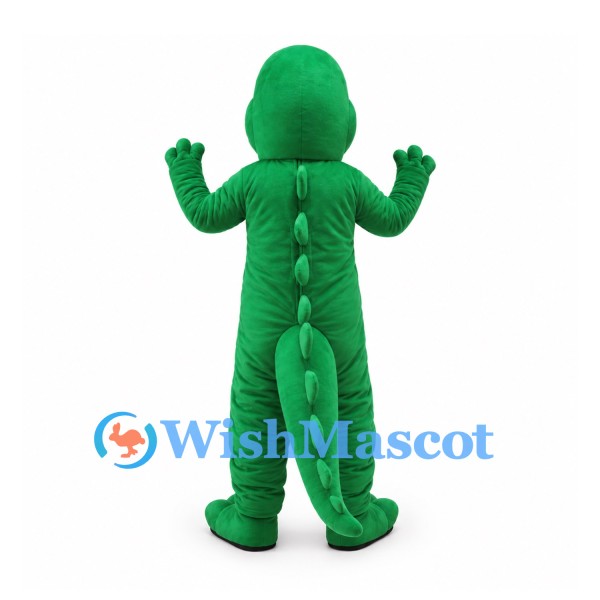 Green Crocodile Mascot Costume with Yellow Belly and Wide Open Mouth