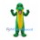 Green Crocodile Mascot Costume with Yellow Belly and Wide Open Mouth