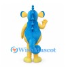 Seahorse Mascot Costume in Yellow and Blue with Curled Tail