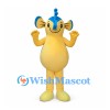 Seahorse Mascot Costume in Yellow and Blue with Curled Tail